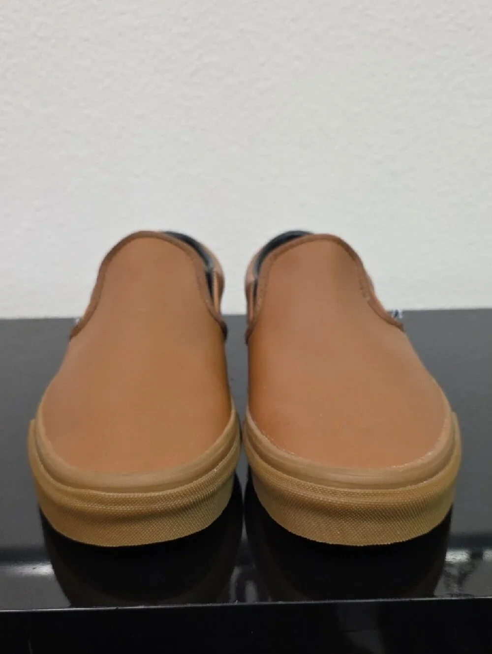 Vans Customs Classic Slip On Brown Leather Gum Sole Mens 10 Womens 11.5 New